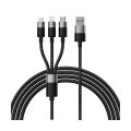 Καλώδιο φόρτισης Baseus Starspeed 3in1 Braided USB σε USB-C / Lightning / Micro 3.5A, 1.20m - Black