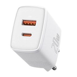 Φορτιστής Τοίχου Baseus Compact με 1 Θύρα USB-Α & 1 θύρα USB-C (20W) - White