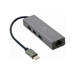 Cablexpert Hub Type-C με 3 Θύρες USB-A 3.1 & 1 Θύρα RJ-45 - Grey