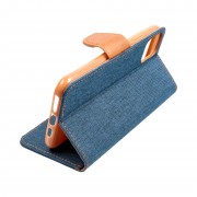 Θήκη Πορτοφόλι Canvas Holster για Samsung Galaxy S23 - Navy Blue / Brown