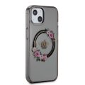 Θήκη Σιλικόνης Guess Flowers Ring Glossy Logo με MagSafe για Apple iPhone 13 - Clear/Black