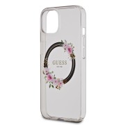 Θήκη Σιλικόνης Guess Flowers Ring Glossy Logo με MagSafe για Apple iPhone 13 - Clear/Black