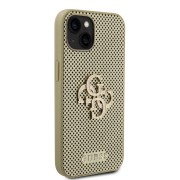 Θήκη Σιλικόνης Guess PU Perforated 4G Glitter Metal Logo για Apple iPhone 13 - Gold