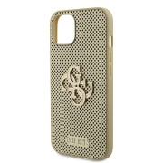 Θήκη Σιλικόνης Guess PU Perforated 4G Glitter Metal Logo για Apple iPhone 13 - Gold