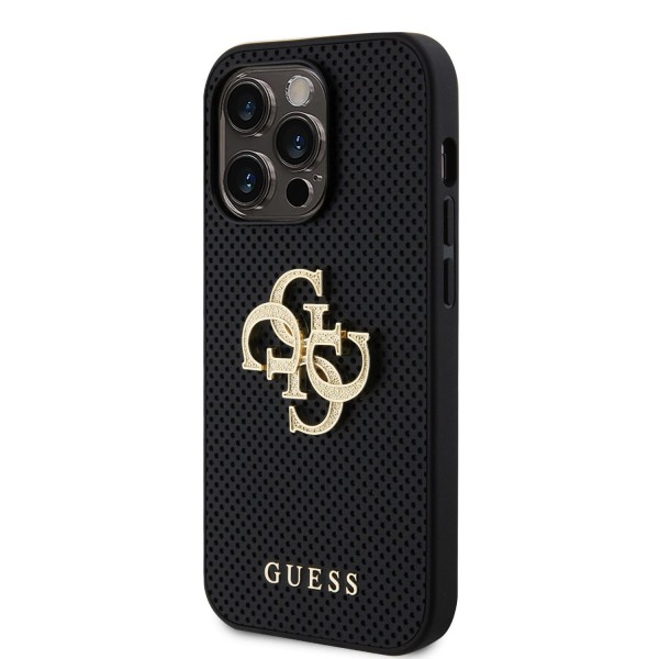 Θήκη Σιλικόνης Guess Perforated 4G Glitter Metal Logo για iPhone 14 Pro Max - Black