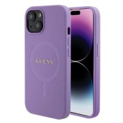 Θήκη Σιλικόνης Guess Saffiano με MagSafe για iPhone 15 Plus - Purple