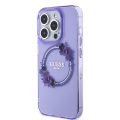 Θήκη Σιλικόνης Guess Flowers Ring Glossy Logo με MagSafe για iPhone 15 Pro Max - Purple
