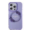 Θήκη Σιλικόνης Guess Flowers Ring Glossy Logo με MagSafe για iPhone 15 Pro Max - Purple
