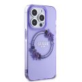 Θήκη Σιλικόνης Guess Flowers Ring Glossy Logo με MagSafe για iPhone 15 Pro Max - Purple