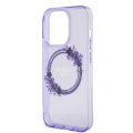Θήκη Σιλικόνης Guess Flowers Ring Glossy Logo με MagSafe για iPhone 15 Pro Max - Purple