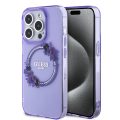 Θήκη Σιλικόνης Guess Flowers Ring Glossy Logo με MagSafe για iPhone 15 Pro Max - Purple