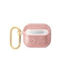 Θήκη  Σιλικόνης Guess Glitter Flakes με γάντζο για Airpods 3 - Pink