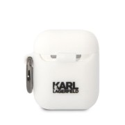 Θήκη Σιλικόνης Karl Lagerfeld 3D Logo NFT Karl Head για Apple AirPods 1/2 - White