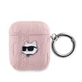 Θήκη Σιλικόνης Karl Lagerfeld Embossed Choupette Head για Apple AirPods 1/2 - Pink
