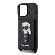 Θήκη Σιλικόνης με λουράκι Karl Lagerfeld Saffiano Monogram Ikonik NFT για iPhone 14 Pro Max - Black