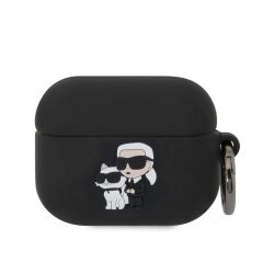 Θήκη Σιλικόνης Karl Lagerfeld 3D Logo NFT Karl and Choupette για Apple AirPods Pro  - Black