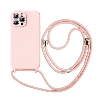 Θήκη Σιλικόνης Orso Cloud με Κορδόνι και MagSafe για iPhone 13 Pro Max - Pink Sand