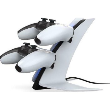 Βάση Φόρτισης Zeroground CH-1500G για 2 Χειριστήρια PS5 με φωτισμό LED - White