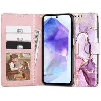 Θήκη Book Tech-Protect Wallet Δερματίνη για Samsung Galaxy A55 5G - Marble Pink