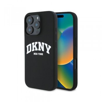 Θήκη Σιλικόνης DKNY White Printed Logo για Apple iPhone 16 Pro - Black