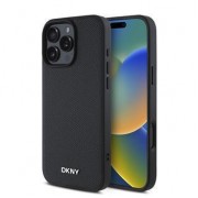 Θήκη Δερματίνης DKNY Silver Metal Logo για Apple iPhone 16 Pro - Black