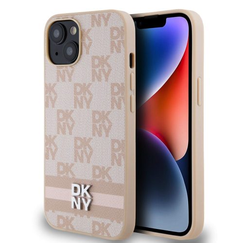 Σκληρή Θήκη DKNY PU Leather Checkered Pattern Stripe για Apple iPhone 13 - Pink