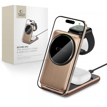 Tech Protect Ασύρματος Φορτιστής QI15W A42 3 σε 1 με MagSafe - Desert Gold