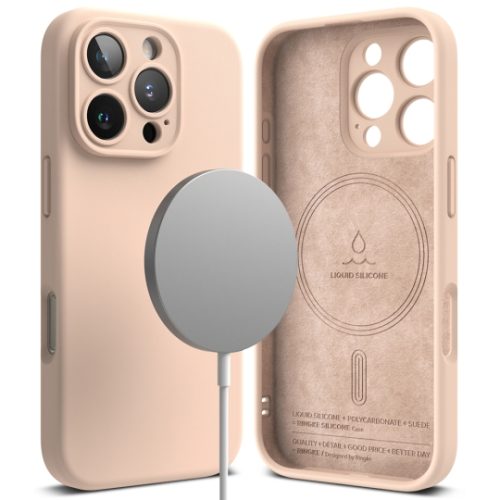 Θήκη Σιλικόνης Ringke Silicone Magnetic Magsafe για iPhone 16 Pro - Pink Sand