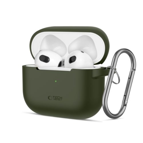 Θήκη Σιλικόνης Tech Protect Silicone Hook για Apple Airpods 3 - Olive Green
