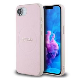 Θήκη Δερματίνης Guess PU Grained Classic Logo MagSafe για iPhone 16e - Pink
