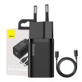 Φορτιστής Baseus με Θύρα USB-C και Καλώδιο USB-C 25W - Black