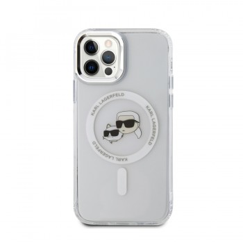 Θήκη Σιλικόνης Karl Lagerfeld Heads Metal Frame MagSafe για Apple iPhone 12/12Pro - Clear