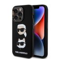 Karl Lagerfeld Liquid Silicone Karl and Choupette Heads Case for iPhone 15 Pro Black