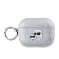 Karl Lagerfeld PU Embossed Karl and Choupette Heads Case for AirPods Pro 2 - Silver