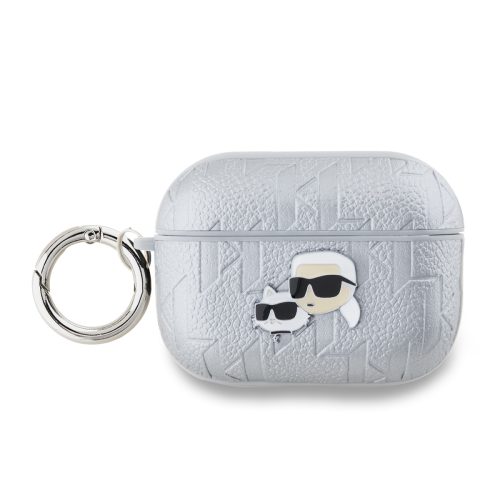 Karl Lagerfeld PU Embossed Karl and Choupette Heads Case for AirPods Pro 2 - Silver