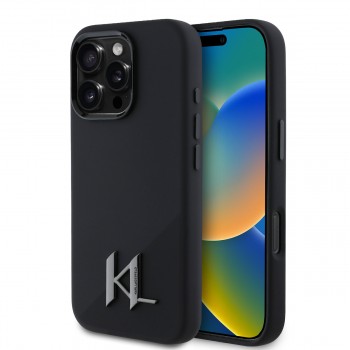 Θήκη Σιλικόνης με Magsafe Karl Lagerfeld Shadow Metal Initial για iPhone 16 Pro Max - Black