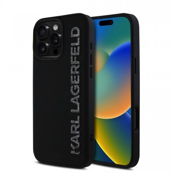 Θήκη Σιλικόνης Karl Lagerfeld 3D Rubber Glitter Logo για iPhone 16 Pro Max - Black
