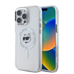 Θήκη Σιλικόνης Karl Lagerfeld με Magsafe IML Choupette Head Metal Frame για iPhone 16 Pro Max - Clear