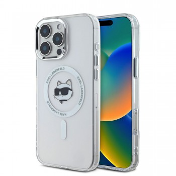 Θήκη Σιλικόνης Karl Lagerfeld με Magsafe IML Choupette Head Metal Frame για iPhone 16 Pro Max - Clear