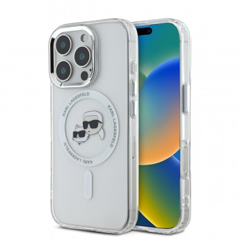 Θήκη Σιλικόνης Karl Lagerfeld με Magsafe K&CH Head Metal Frame για iPhone 16 Pro Max - Clear