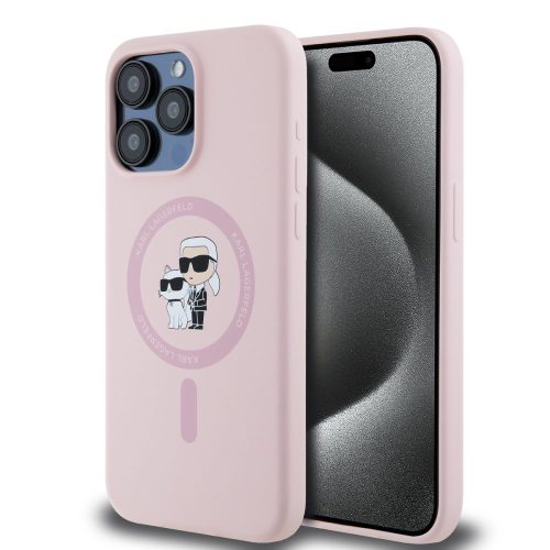 Θήκη Σιλικόνης Karl Lagerfeld Liquid Silicone Karl and Choupette MagSafe Case για iPhone 15 Pro - Pink