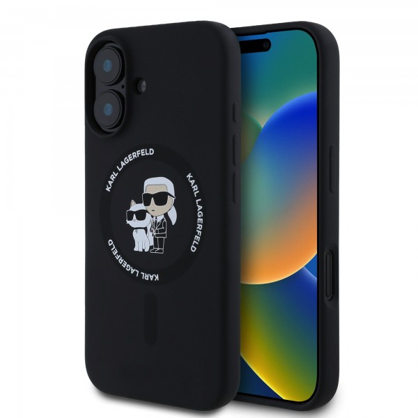 Θήκη Σιλικόνης Karl Lagerfeld Liquid Silicone Karl and Choupette MagSafe Case για iPhone 16 Plus - Black