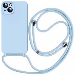 Θήκη Σιλικόνης Orso Cloud με Κορδόνι και MagSafe για iPhone 13  - Cyan