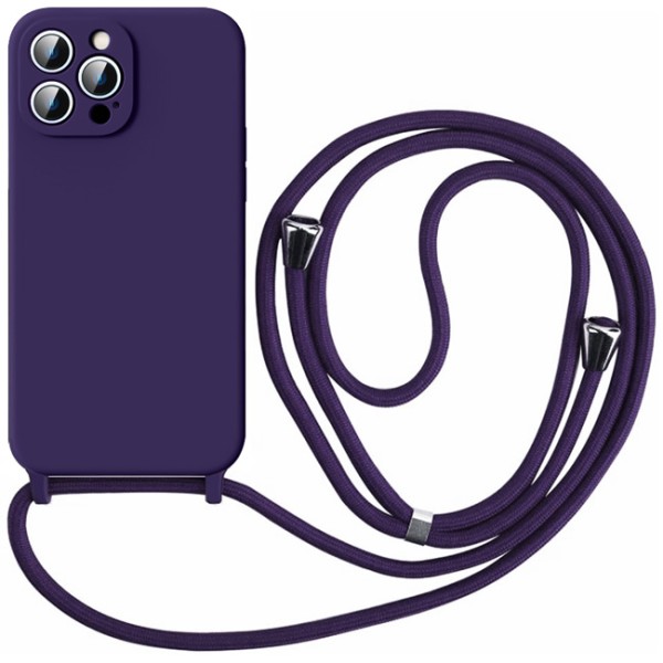 Θήκη Σιλικόνης με κορδόνι Orso Cloud Cord για iPhone 14 Pro - Elderberry