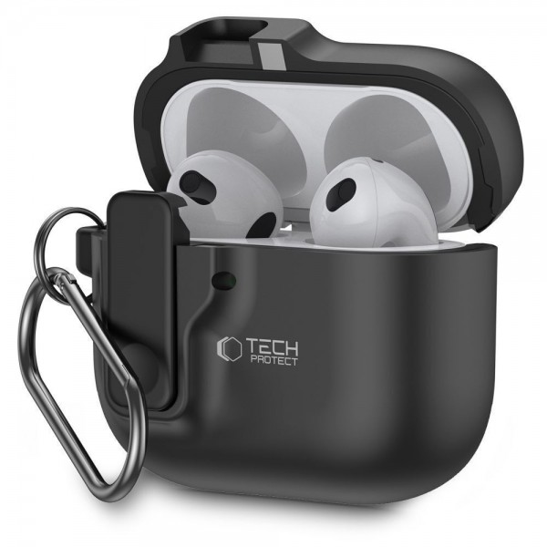 Θήκη Σιλικόνης Tech-Protect Slim Hook για Apple AirPods 4 - Black