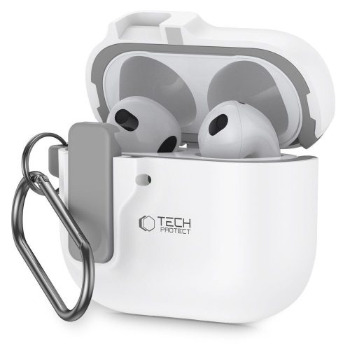 Θήκη Σιλικόνης Tech-Protect Slim Hook για Apple AirPods 4/5 - White