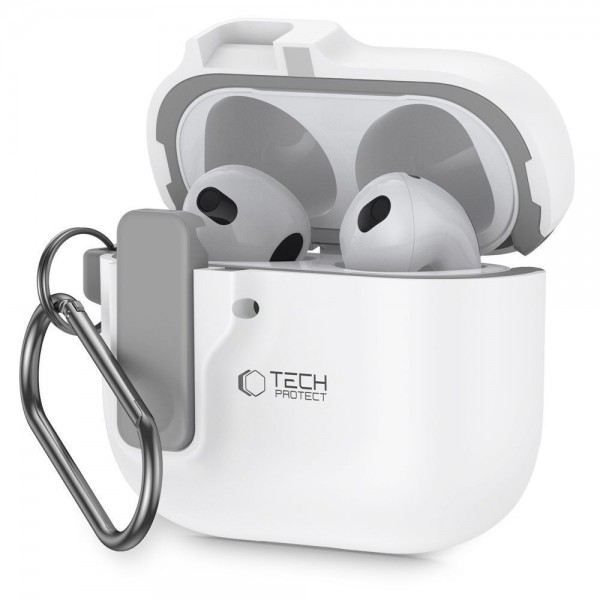 Θήκη Σιλικόνης Tech-Protect Slim Hook για Apple AirPods 4 - White