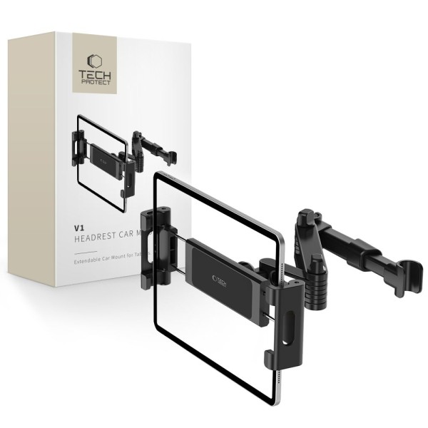 Βάση Tablet για προσκέφαλο αυτοκινήτου Tech-Protect V1 Stretchable με Ρυθμιζόμενα Άγκιστρα  - Black