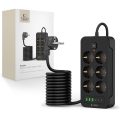 Πολύπριζο Tech-Protect 6 Θέσεων και 6 Θύρες USB/USB-C με Διακόπτη και Καλώδιο 2m - Black