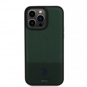 Θήκη Δερματίνης U.S. Polo PU Leather Mesh Pattern Double Horse Case για iPhone 15 Pro Max  - Green